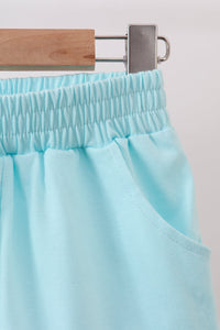 Scalloped zipper shorts set - Light Blue