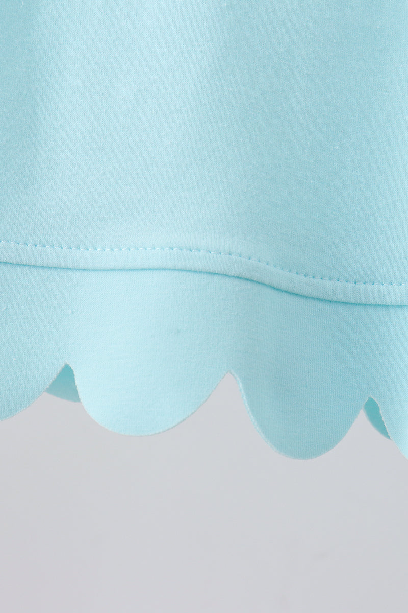 Scalloped zipper shorts set - Light Blue