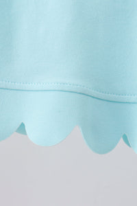 Scalloped zipper shorts set - Light Blue
