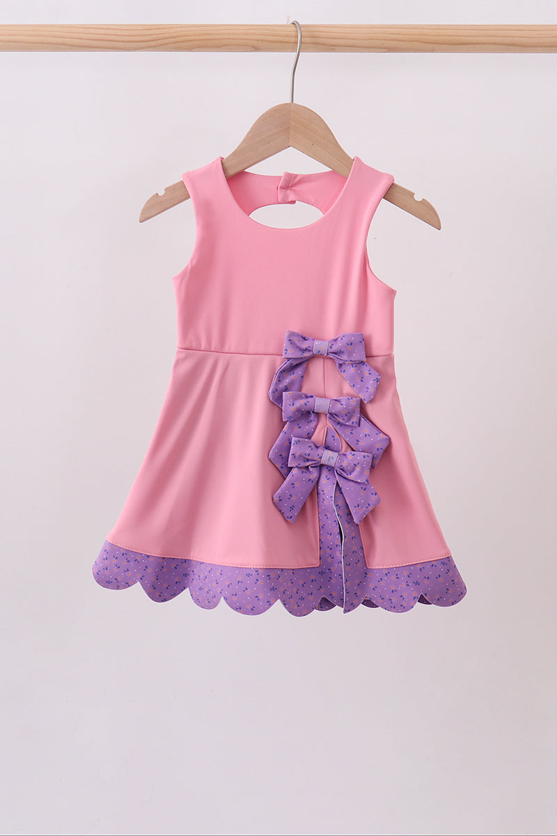 Scalloped bow active dress - Pink