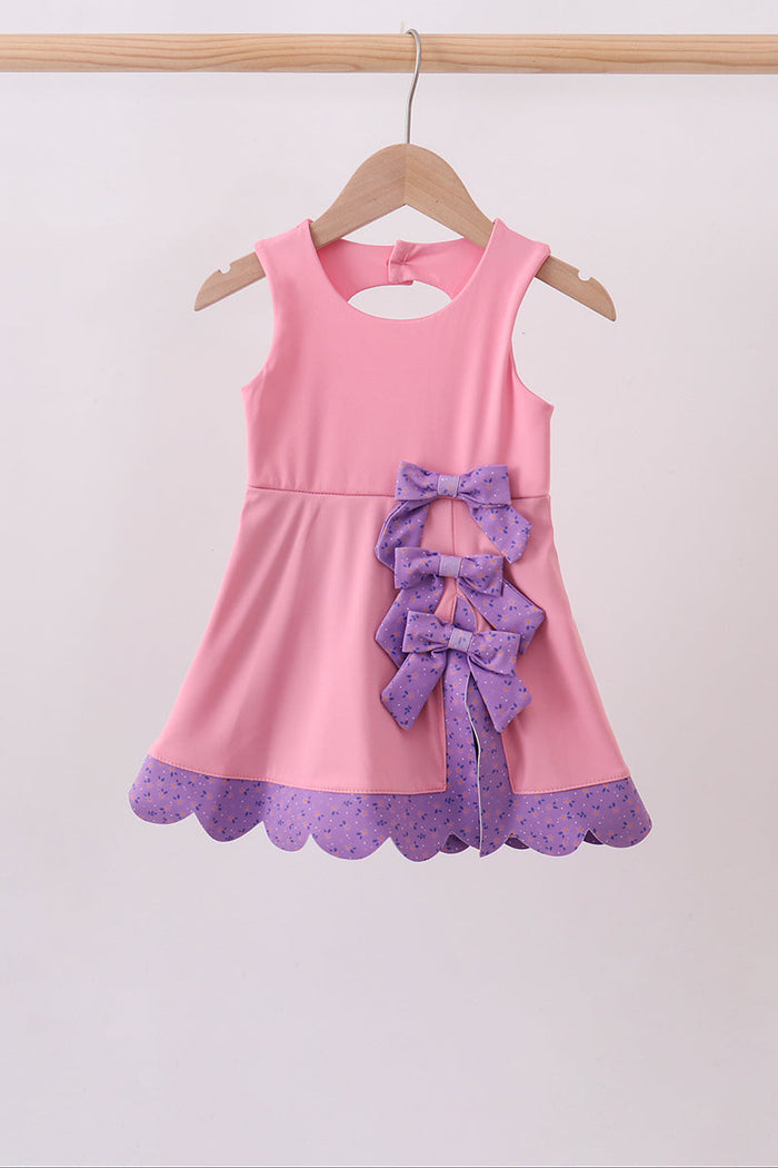 Scalloped bow active dress - Pink