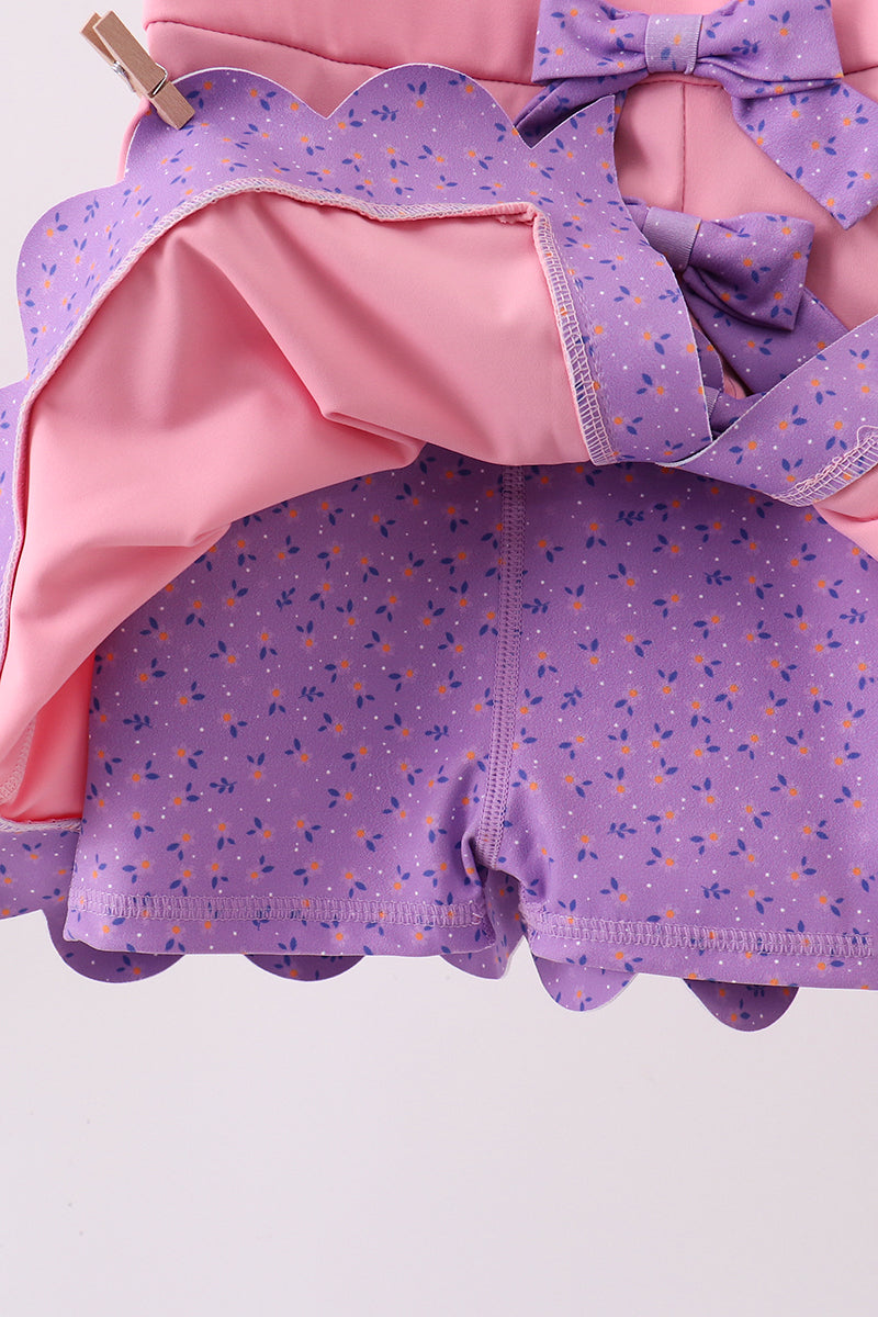 Scalloped bow active dress - Pink