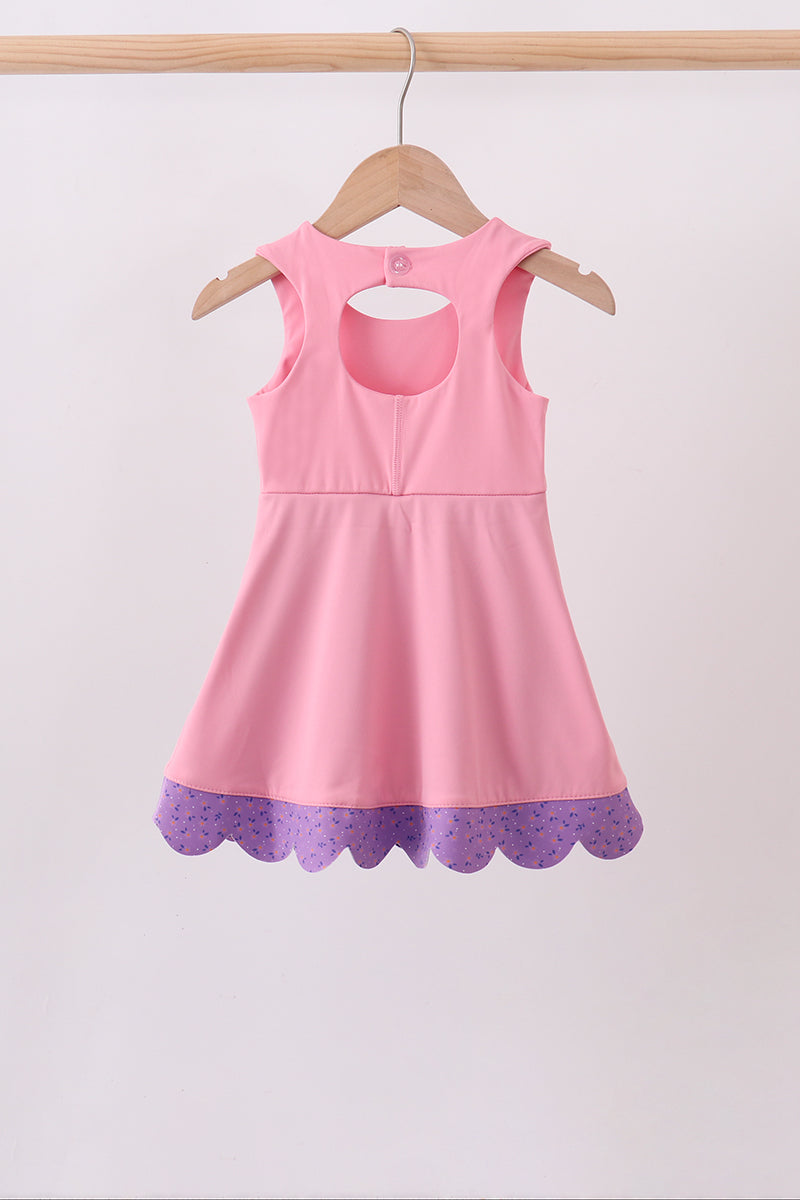 Scalloped bow active dress - Pink