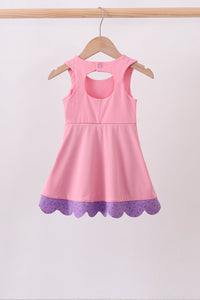 Scalloped bow active dress - Pink