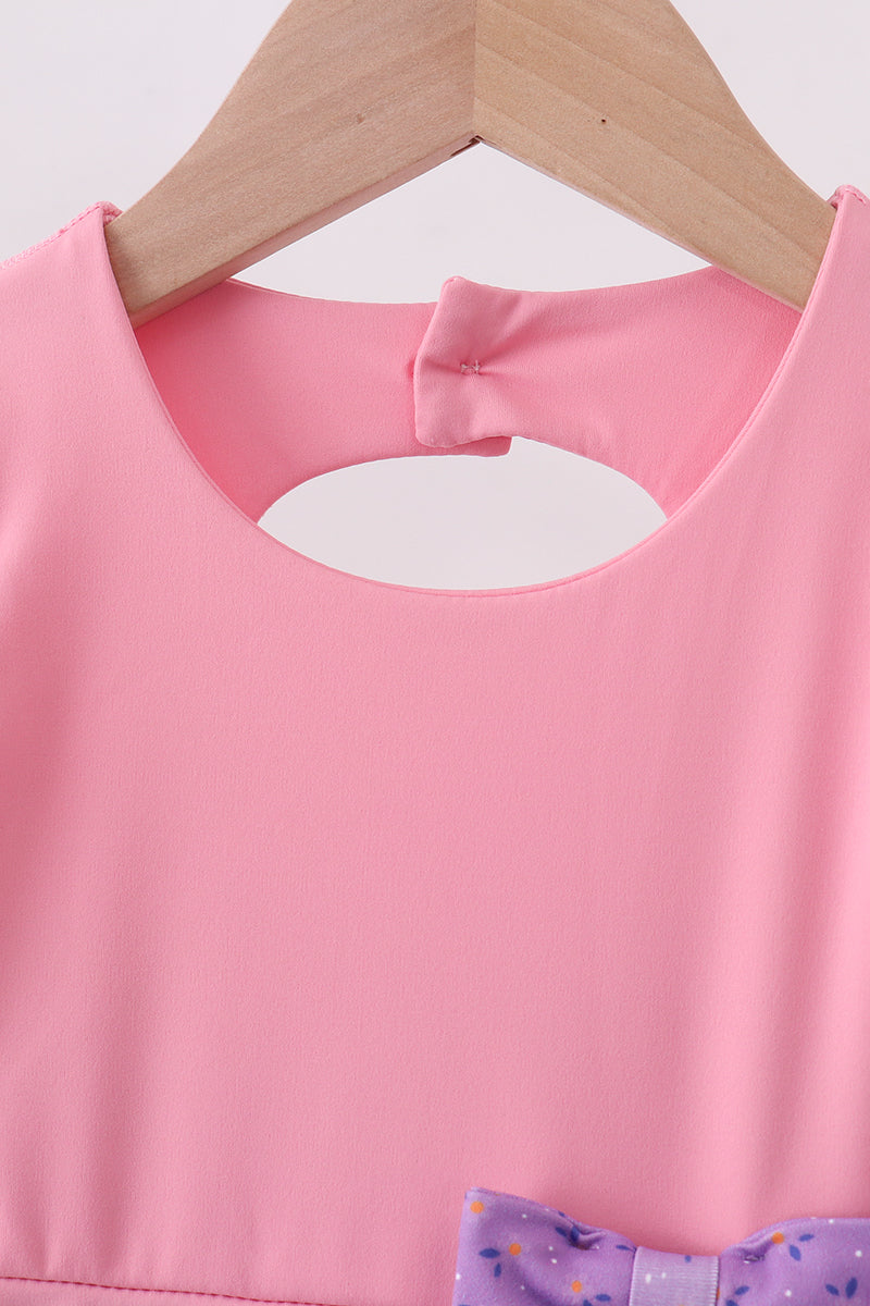 Scalloped bow active dress - Pink