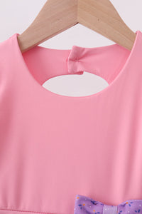 Scalloped bow active dress - Pink