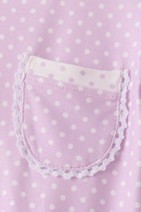 Polka dot pocket ruffle pants set - Lavender