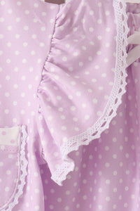 Polka dot pocket ruffle pants set - Lavender