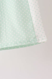 Polka dot pocket ruffle pants set - Green