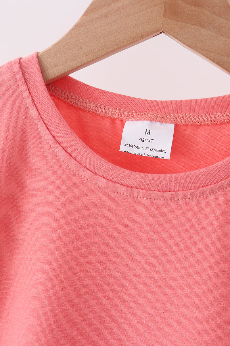 Scalloped active pants set - Coral