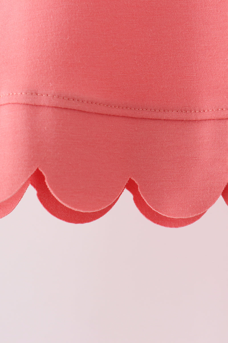 Scalloped active pants set - Coral