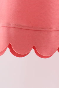 Scalloped active pants set - Coral