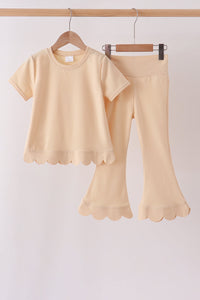 Scalloped active pants set - Khaki