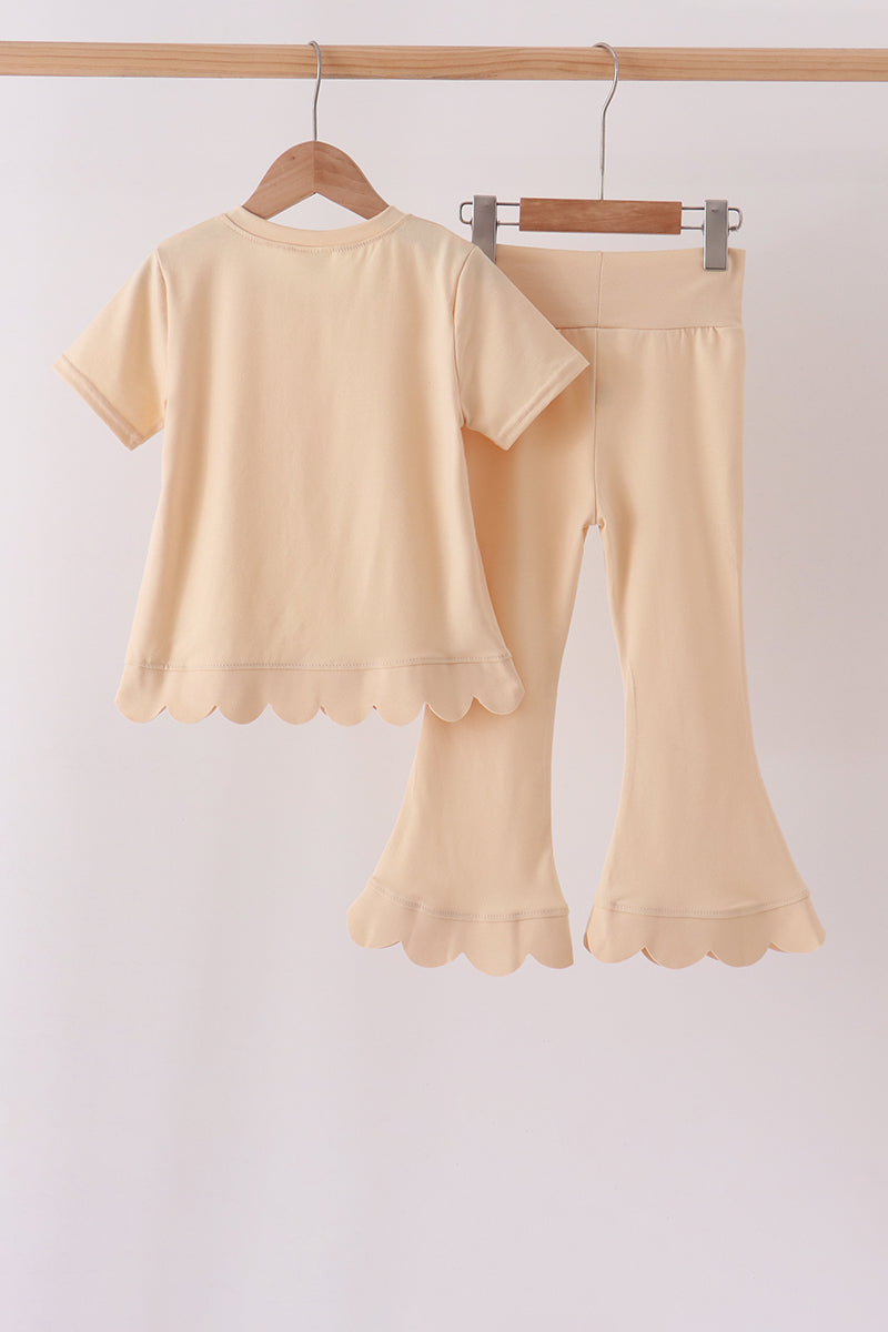Scalloped active pants set - Khaki
