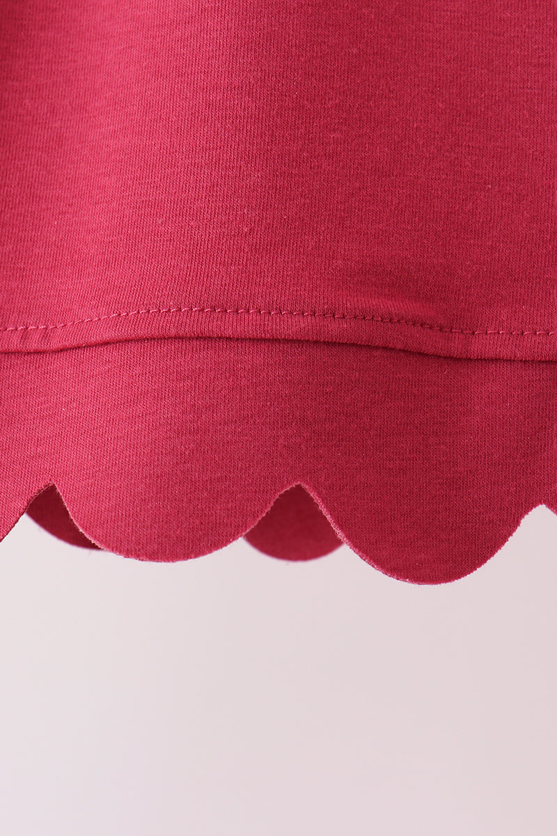 Scalloped active pants set - Maroon