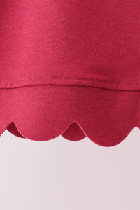 Scalloped active pants set - Maroon