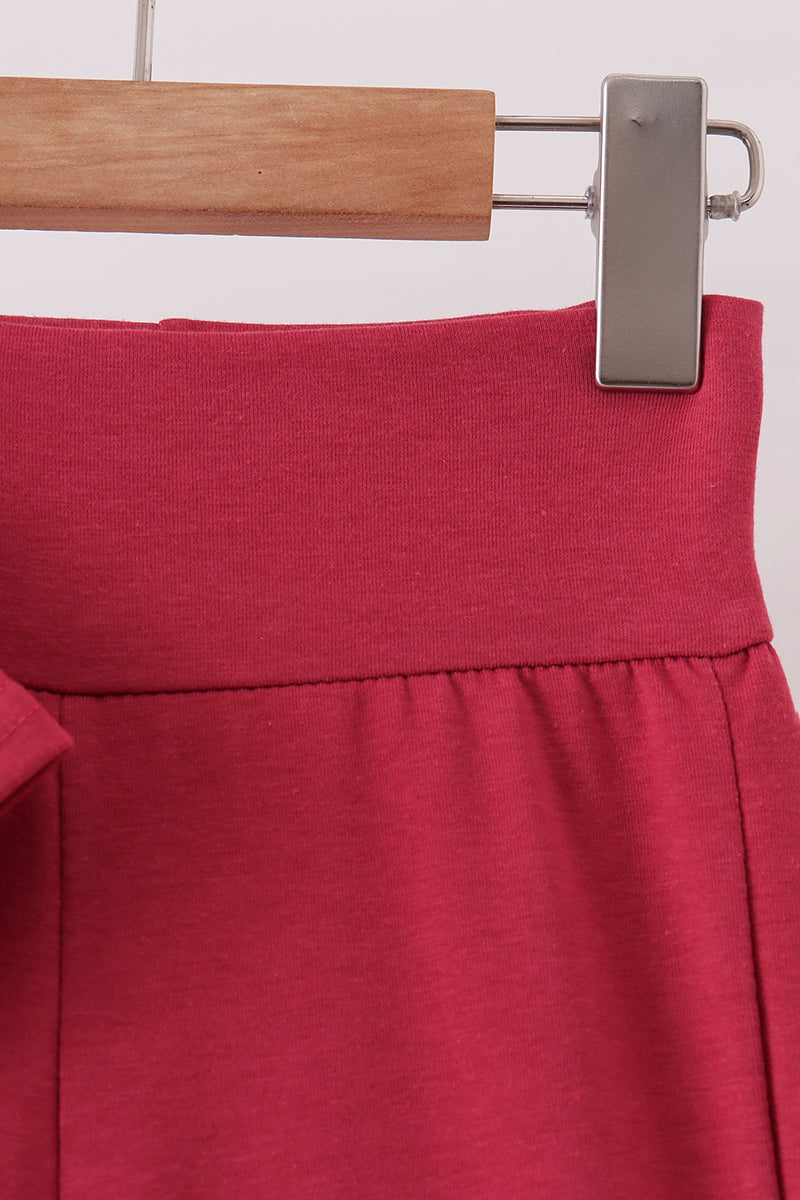 Scalloped active pants set - Maroon