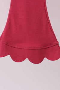 Scalloped active pants set - Maroon