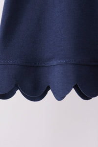 Scalloped active pants set - Navy