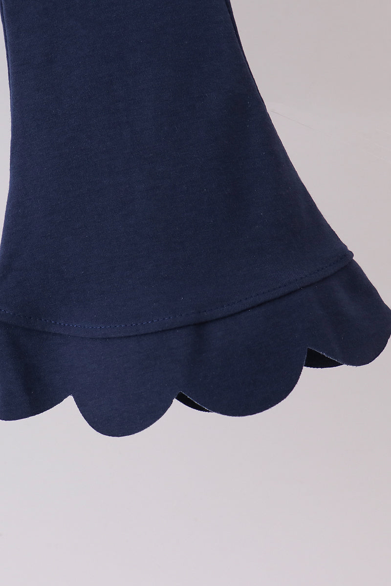 Scalloped active pants set - Navy