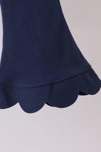 Scalloped active pants set - Navy