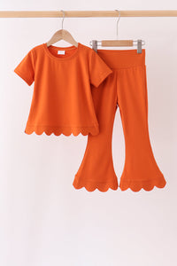 Scalloped active pants set - Orange