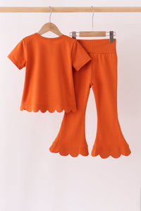Scalloped active pants set - Orange