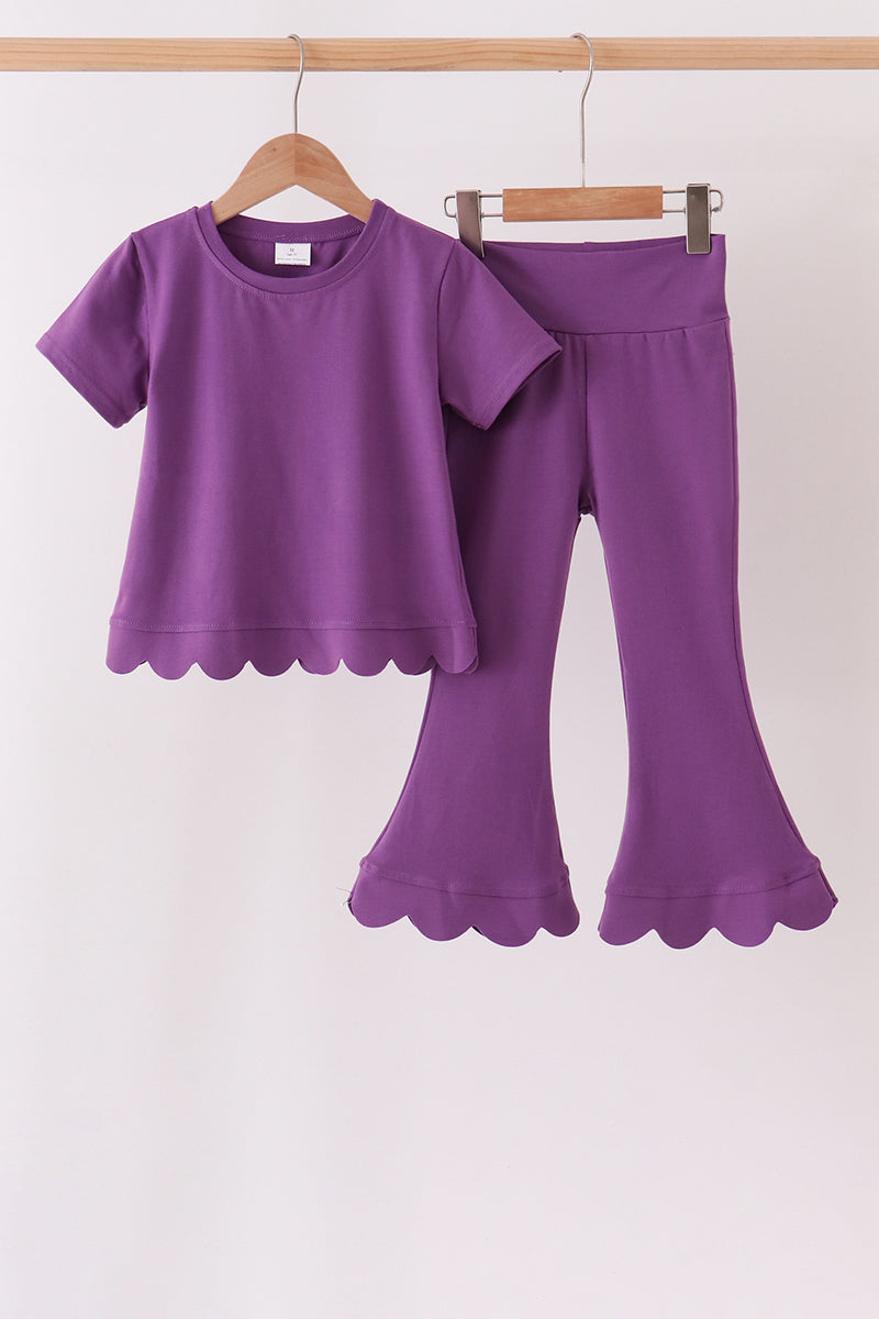 Scalloped active pants set - Purple