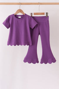 Scalloped active pants set - Purple