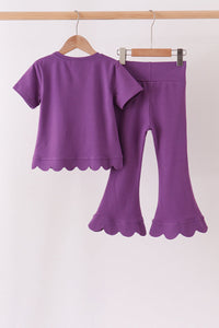 Scalloped active pants set - Purple