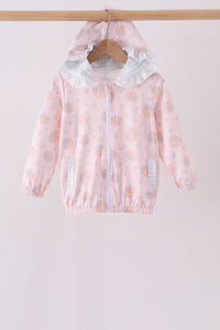 Pumpkin print ruffle coat