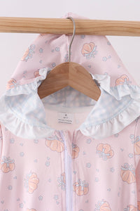 Pumpkin print ruffle coat