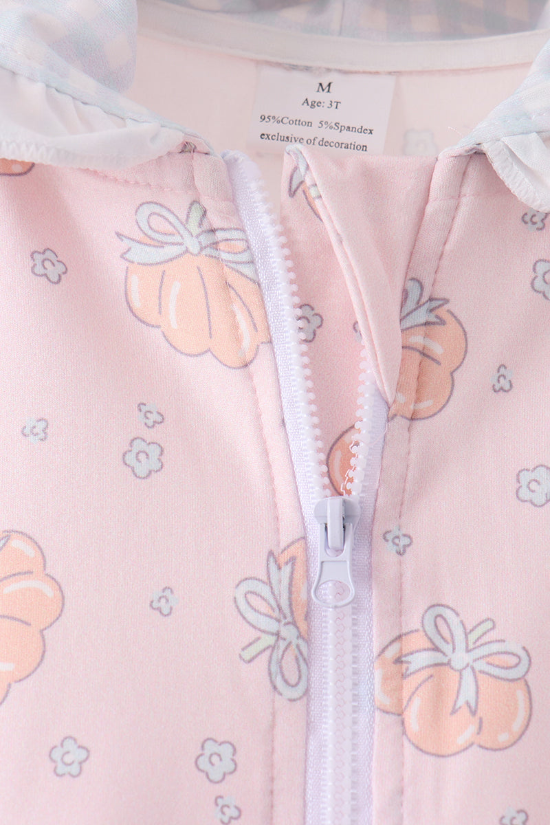 Pumpkin print ruffle coat