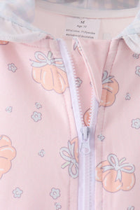 Pumpkin print ruffle coat