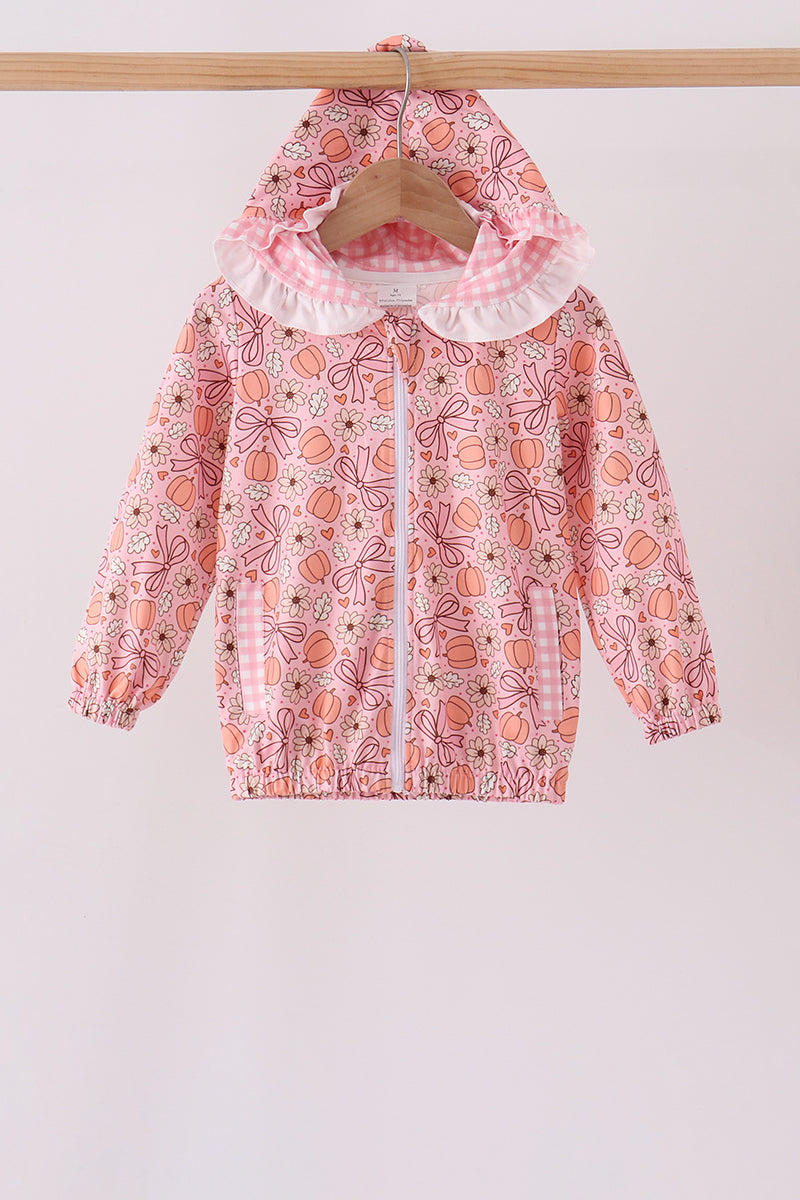 Pumpkin floral print ruffle coat