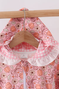 Pumpkin floral print ruffle coat