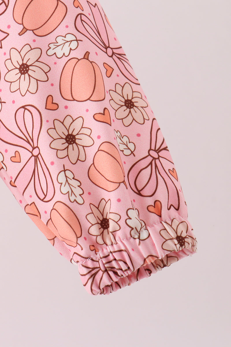 Pumpkin floral print ruffle coat