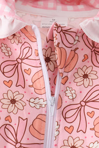 Pumpkin floral print ruffle coat