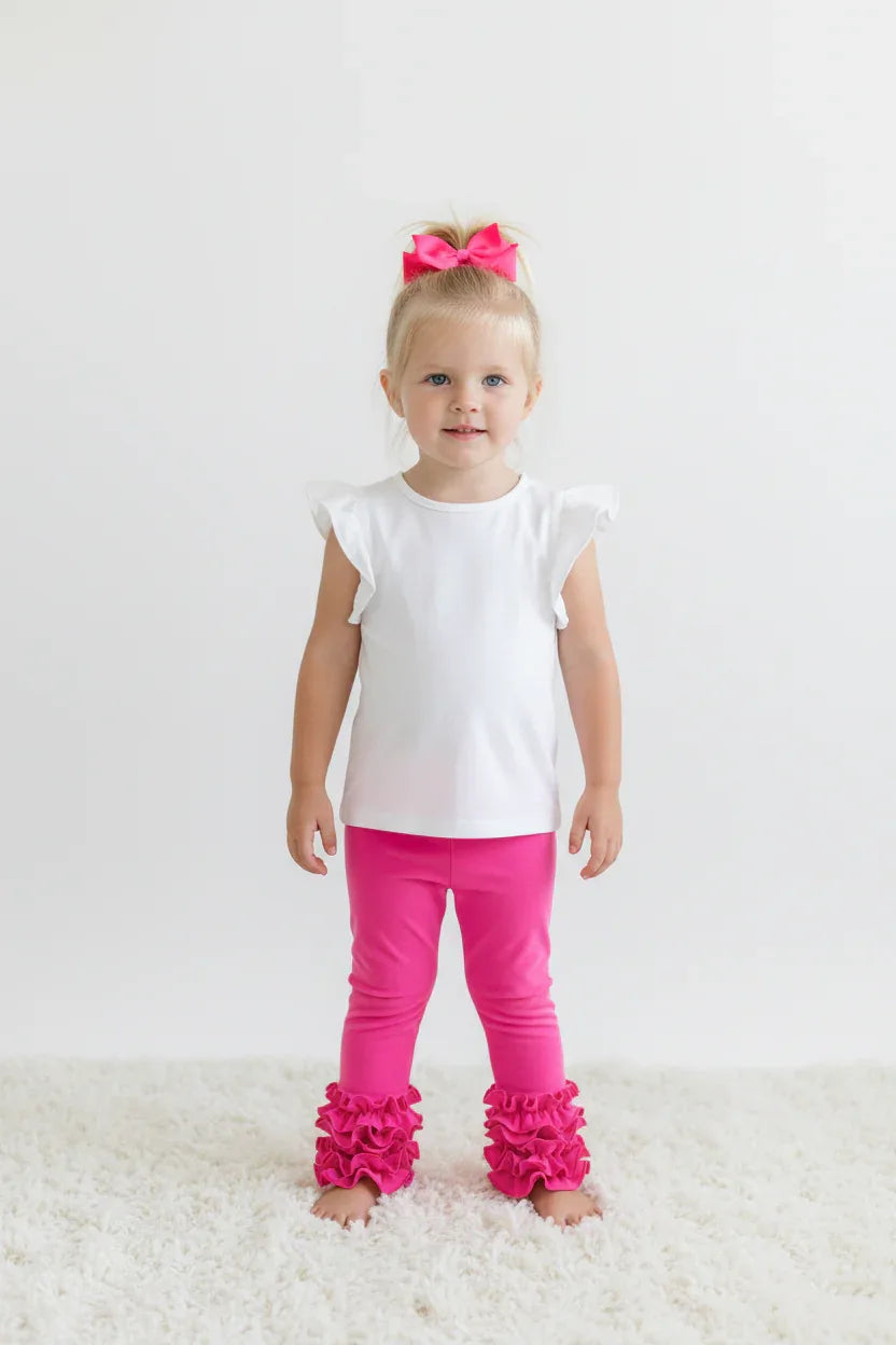 Milk Silk Ruffled Hot Pink Icing Legging - Essential Southern Charm