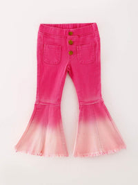 Pink Gradient Denim Flared Pants - Essential Southern Charm