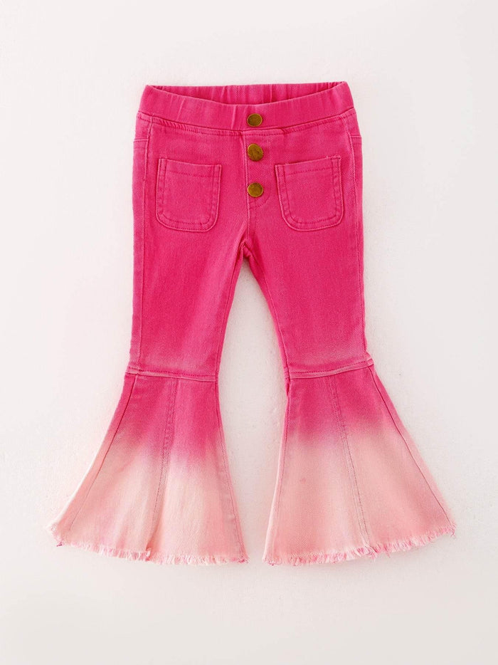 Pink Gradient Denim Flared Pants - Essential Southern Charm