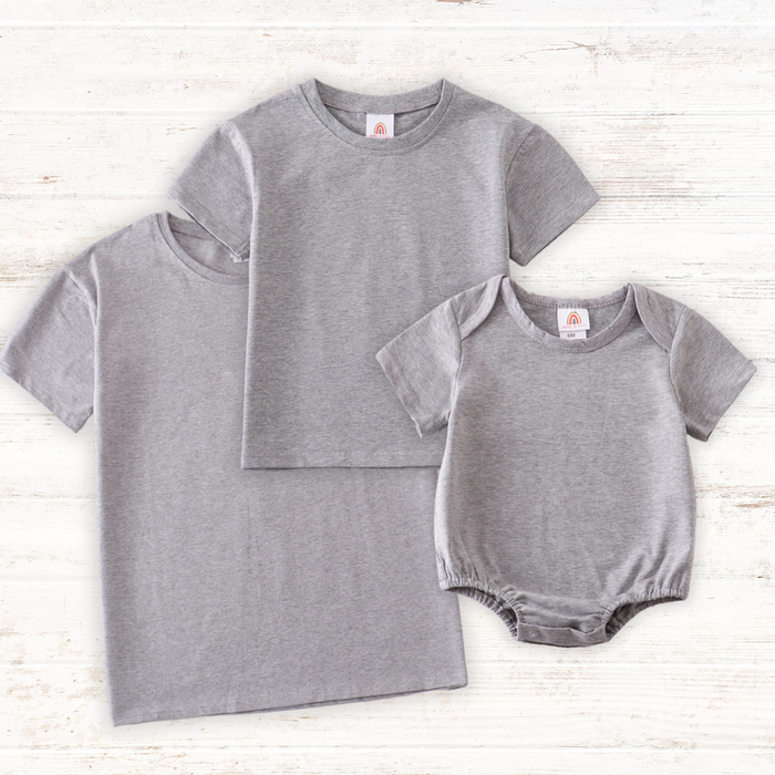 Gray Blank Basic T-Shirt Adult Kids And Baby Bubble - Essential Southern Charm