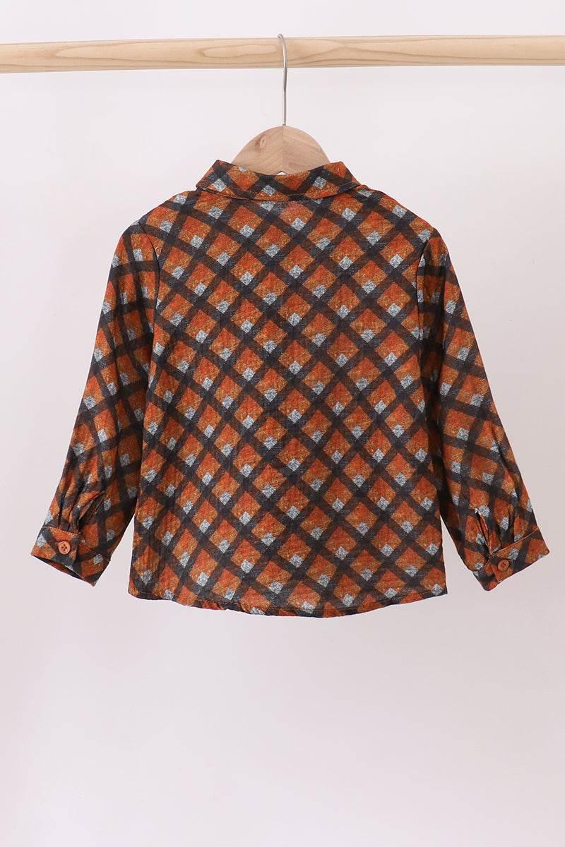 Premium Brown Plaid Button Down Muslin Shirt - Essential Southern Charm