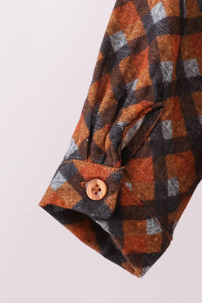 Premium Brown Plaid Button Down Muslin Shirt - Essential Southern Charm