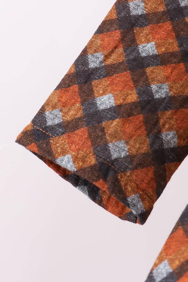 Premium Brown Plaid Muslin Dress - Essential Southern Charm