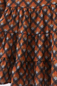 Premium Brown Plaid Muslin Dress - Essential Southern Charm