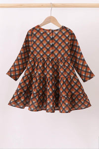 Premium Brown Plaid Muslin Dress - Essential Southern Charm