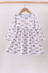 Premium Blue Character Print Bamboo Dress - Essential Southern Charm