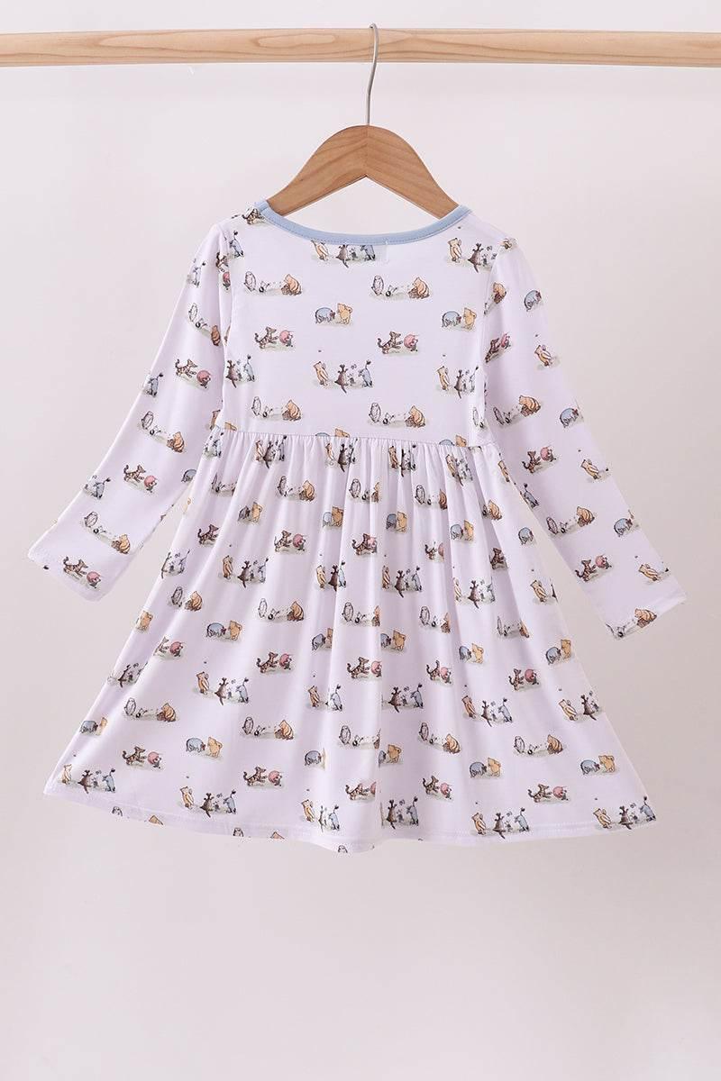 Premium Blue Character Print Bamboo Dress - Essential Southern Charm