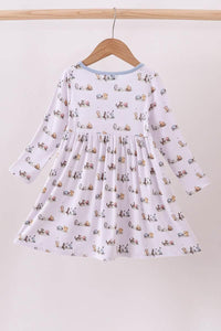 Premium Blue Character Print Bamboo Dress - Essential Southern Charm